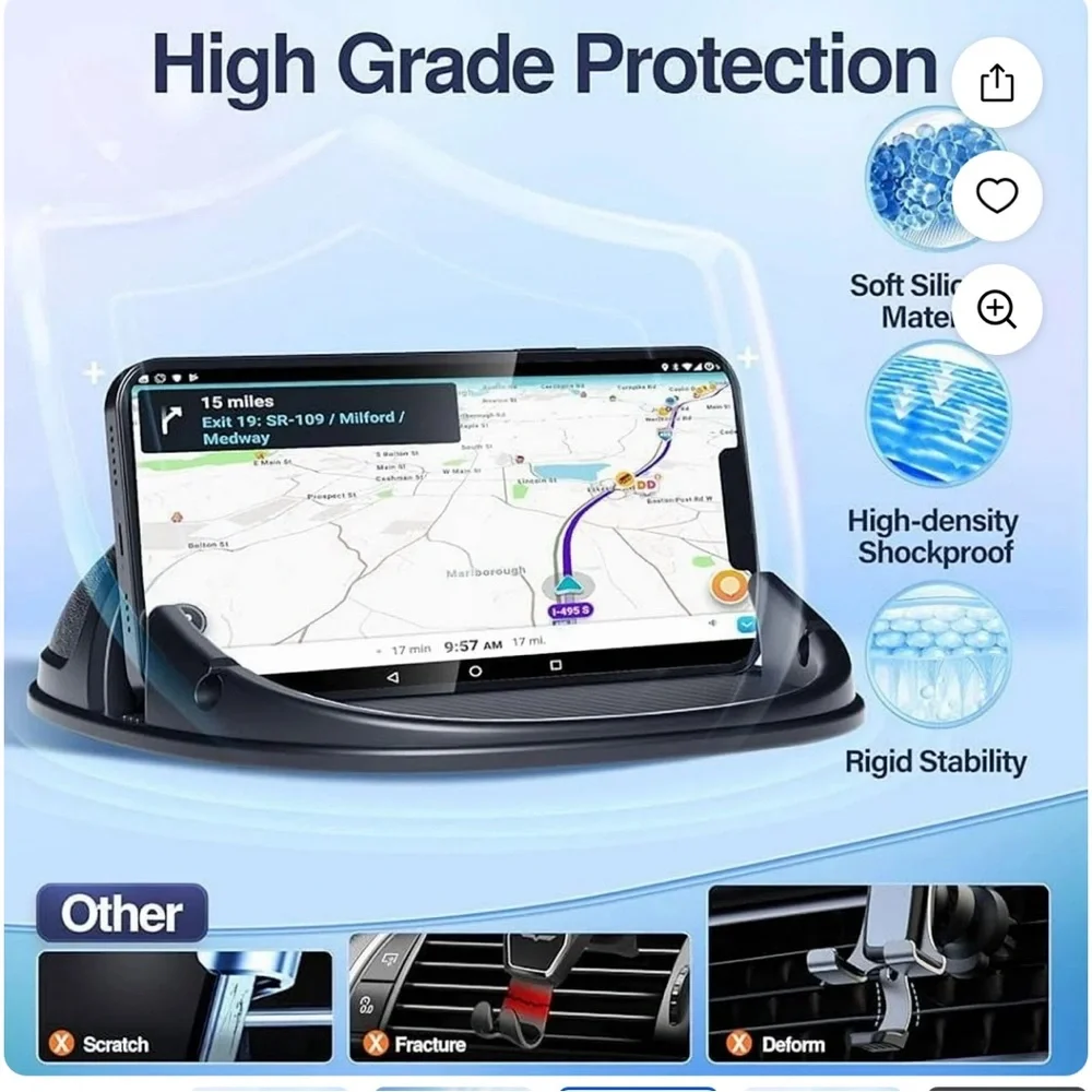 2 Loncaster Silicone Car Dashboard Mount for Smartphones and chargers. BNIB